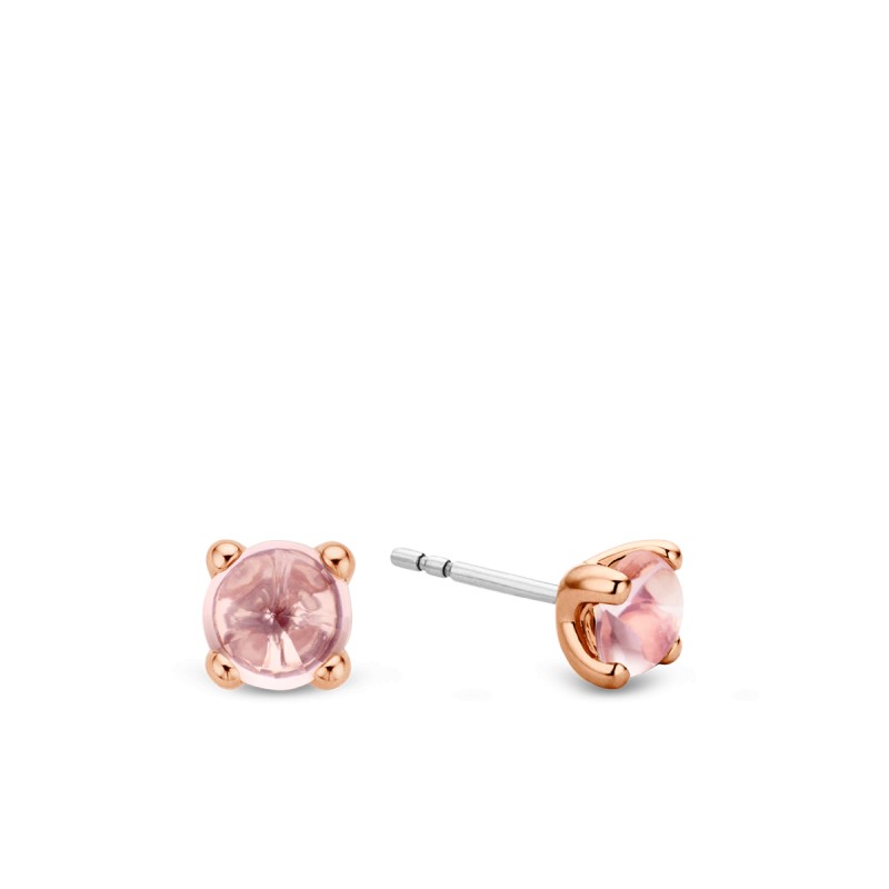 boucles d'oreilles argent plaqué or rose et brillant rose