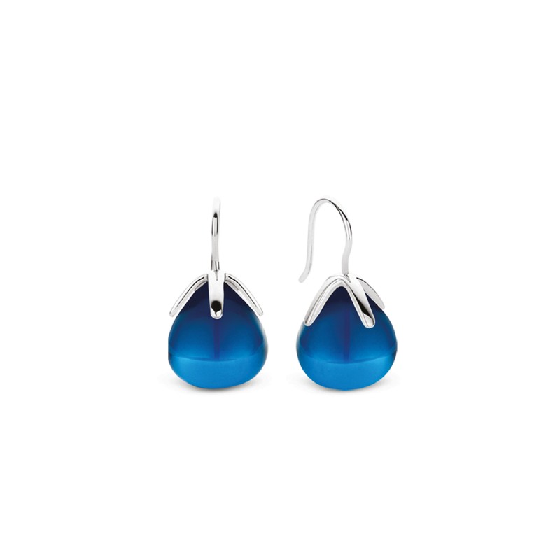 boucles d'oreilles argent et cristal bleu