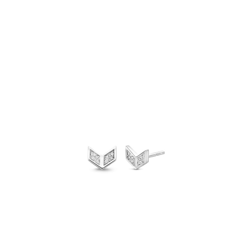 boucles d'oreilles motif pointe de fleche en argent et oxydes de zirconium
