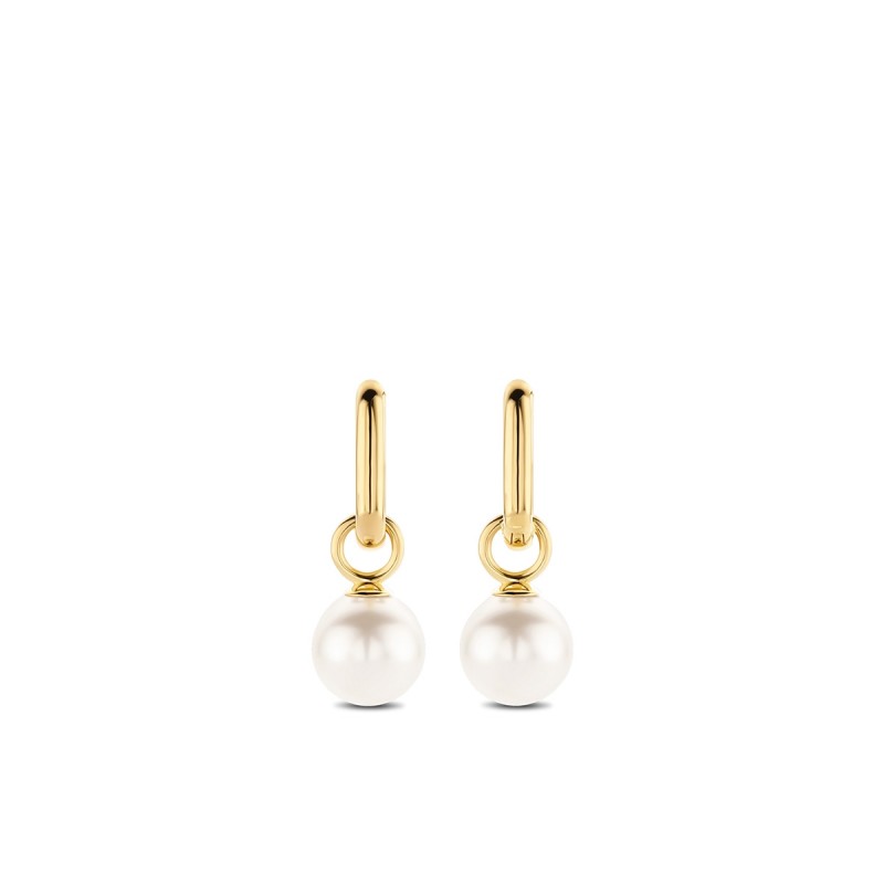 boucles d'oreilles en argent maillon plaqué or et perle