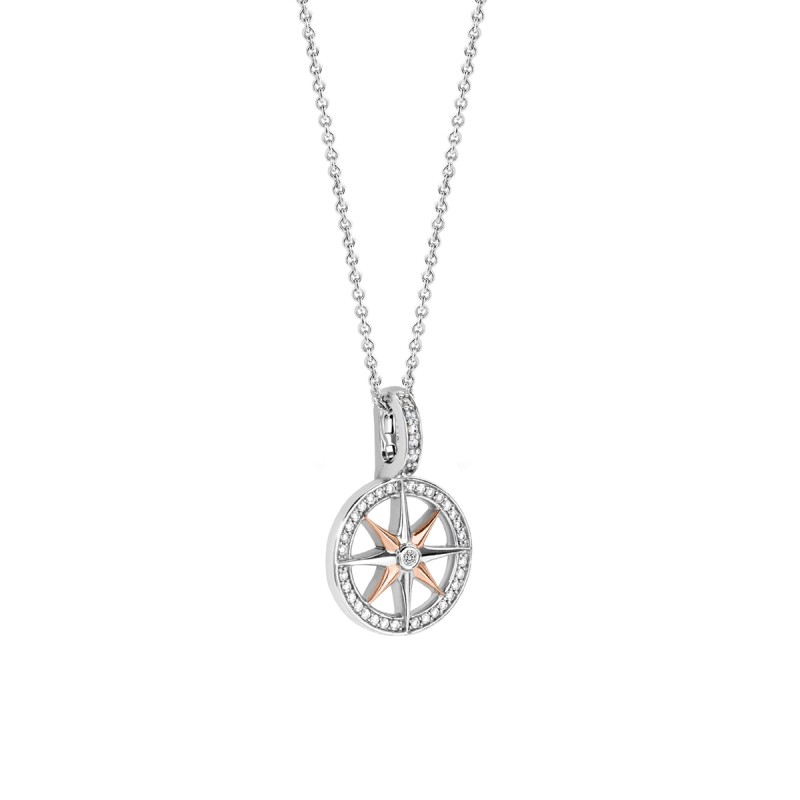 collier en argent et pendentif boussole