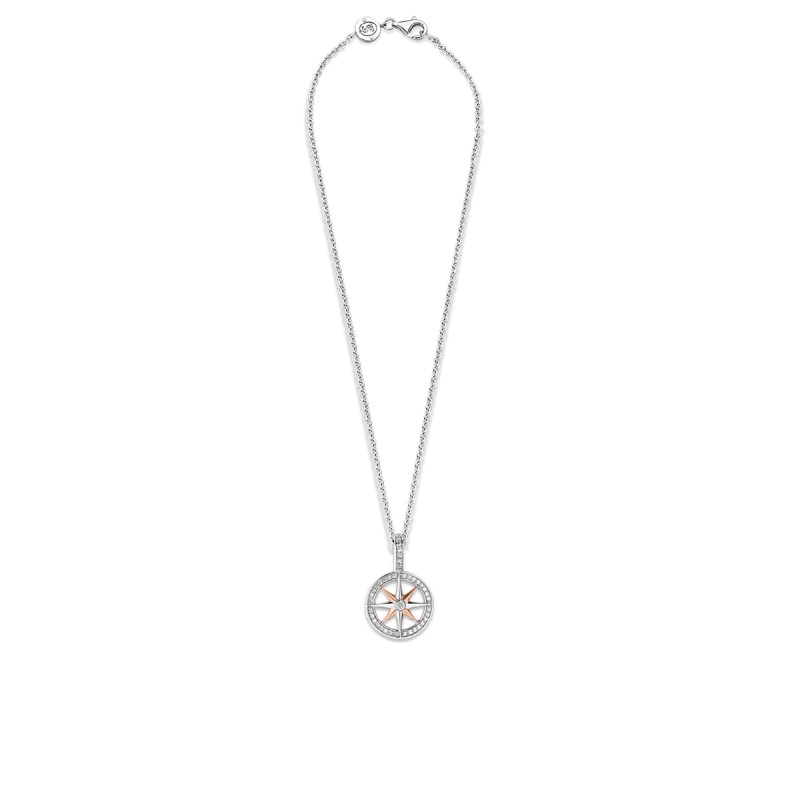 collier en argent et pendentif boussole