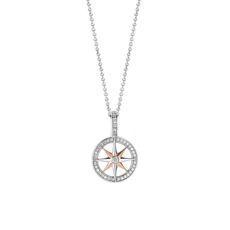 collier en argent et pendentif boussole