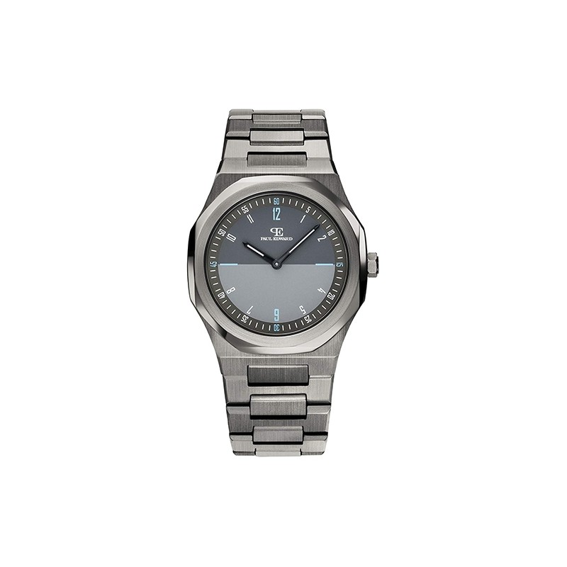 Montre Paul Edward en acier gris et cadran bicolore