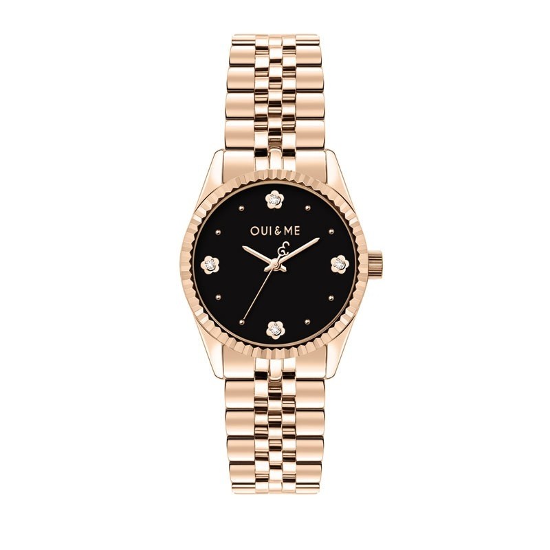 Montre  noire et dorée rose Oui and Me collection Coquette