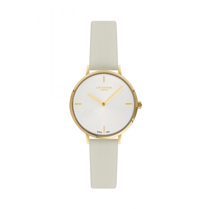 Montre femme Lee Cooper acier doré bracelet cuir gris