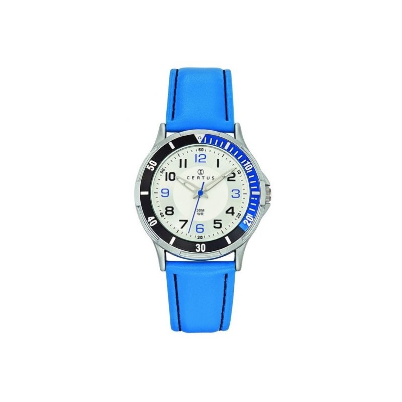 Montre Certus enfant bracelet cuir bleu