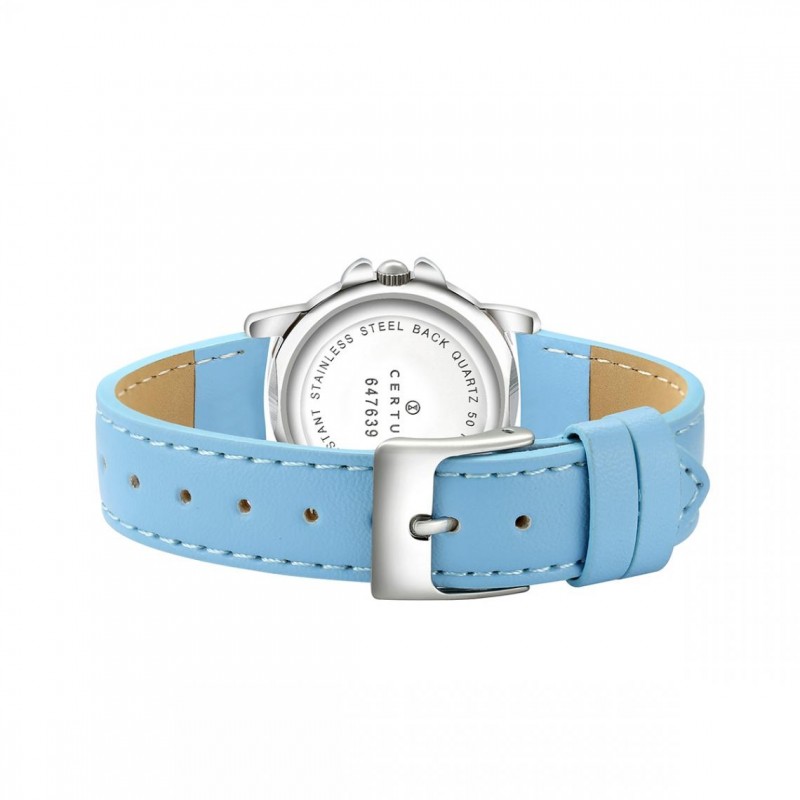 Montre Certus fille bracelet cuir bleu ciel 