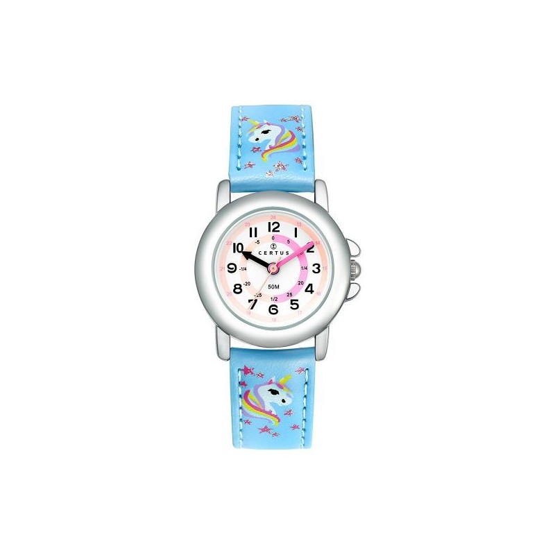 Montre Certus fille bracelet cuir bleu ciel 