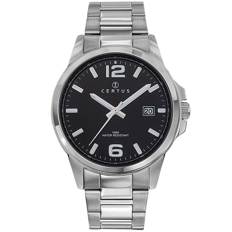 Montre homme Certus bracelet argenté cadran noir 