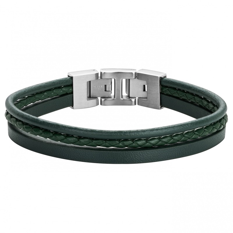 Bracelet Homme cuir vert intense