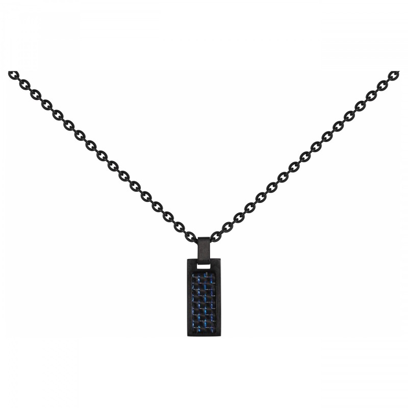 collier Phebus homme plaque acier noir