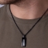 collier Phebus homme plaque acier noir