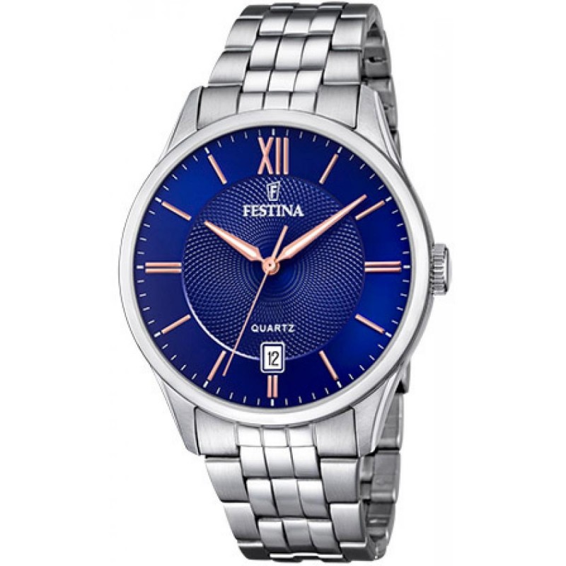 Montre Classisc-Man Festina acier argenté et bleu
