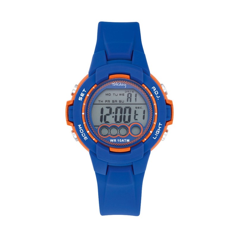 Montre enfant Tekday silicone bleu et orange