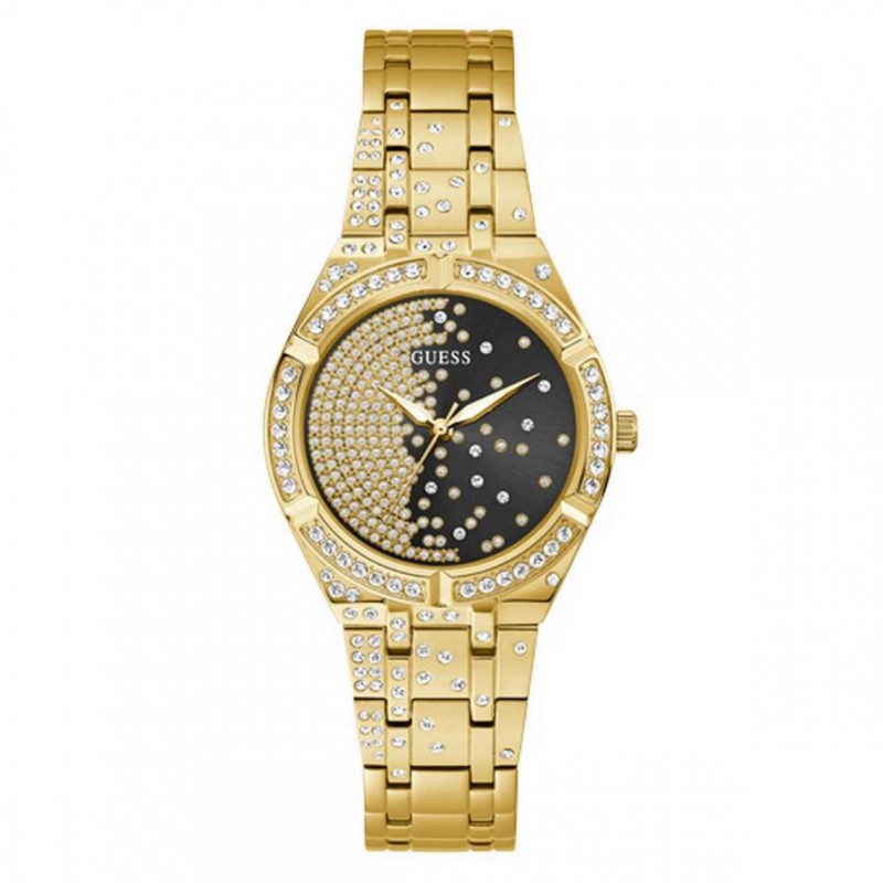 MONTRE GUESS LADIES SPORT ACIER DORE ET CRISTAUX 