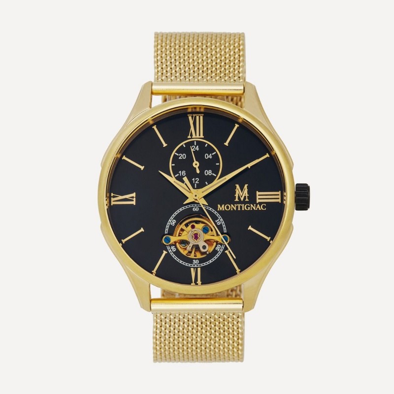 Montre montignac automatique dorée et noire 
