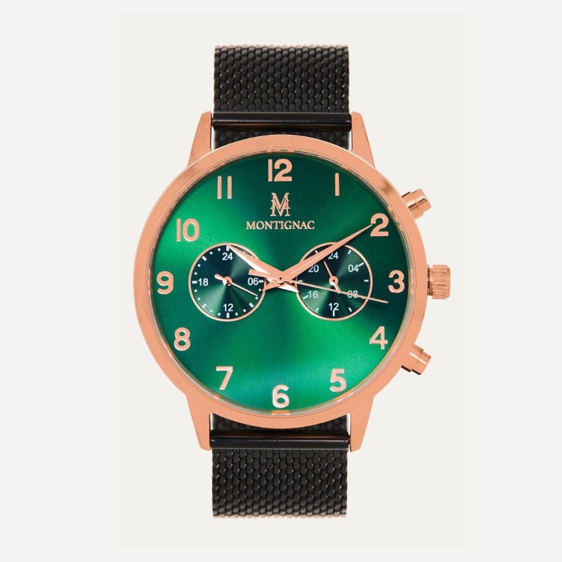  MONTRE MONTIGNAC CHRONOGRAPHE VERT ET NOIR