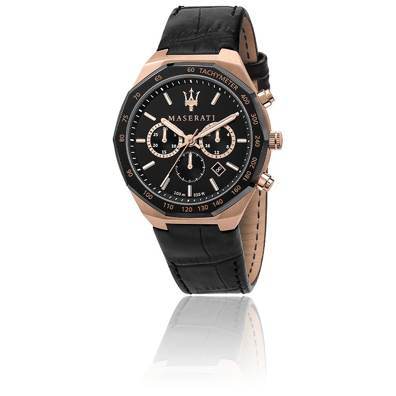 Montre Homme Maserati  Stile noire et dorée rose