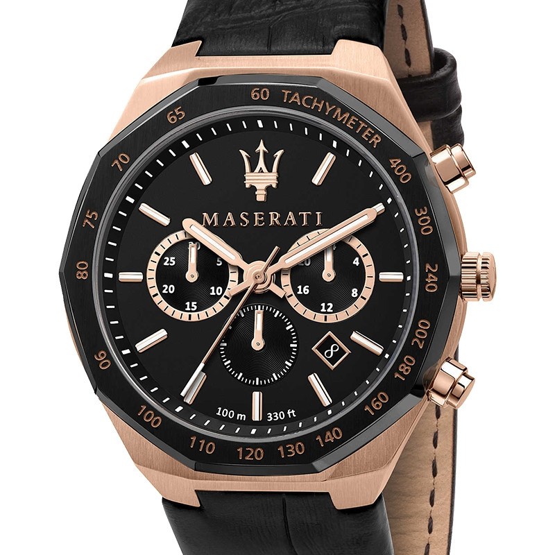 Montre Homme Maserati  Stile noire et dorée rose