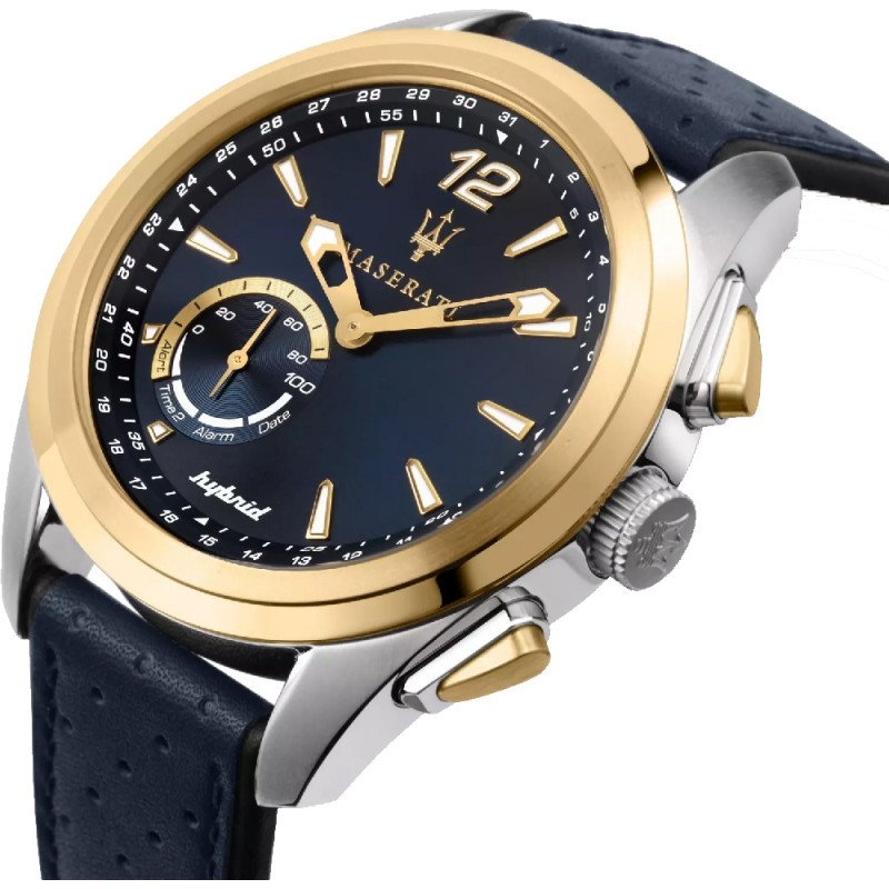 MONTRE MASERATI TRAGUARDO HYBRID EN CUIR BLEU