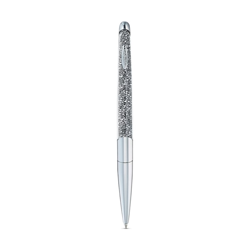 Stylo à bille Swarovski Crystalline Nova métal couleur argent et cristaux gris