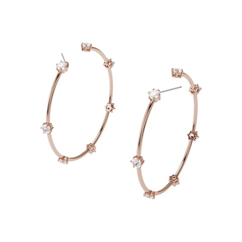 Boucles d'oreilles Créoles Constellation Swarovski en métal doré rose 