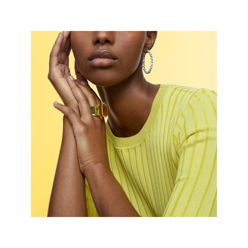 Boucles d'oreilles Créoles Swarovski Millenia, métal rhodié couleur argent