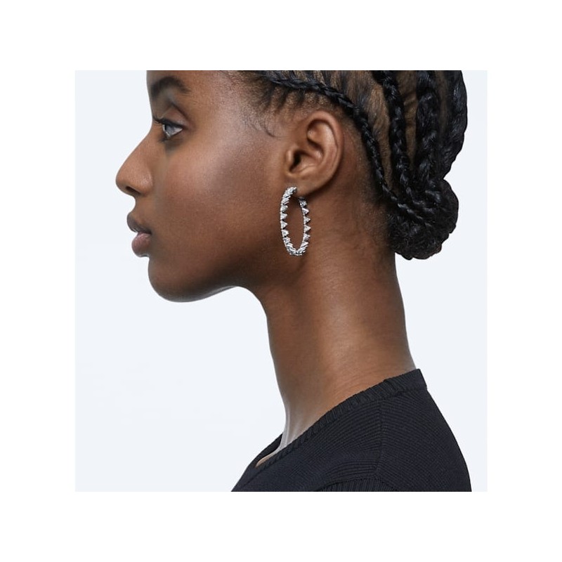 Boucles d'oreilles Créoles Swarovski Millenia, métal rhodié couleur argent