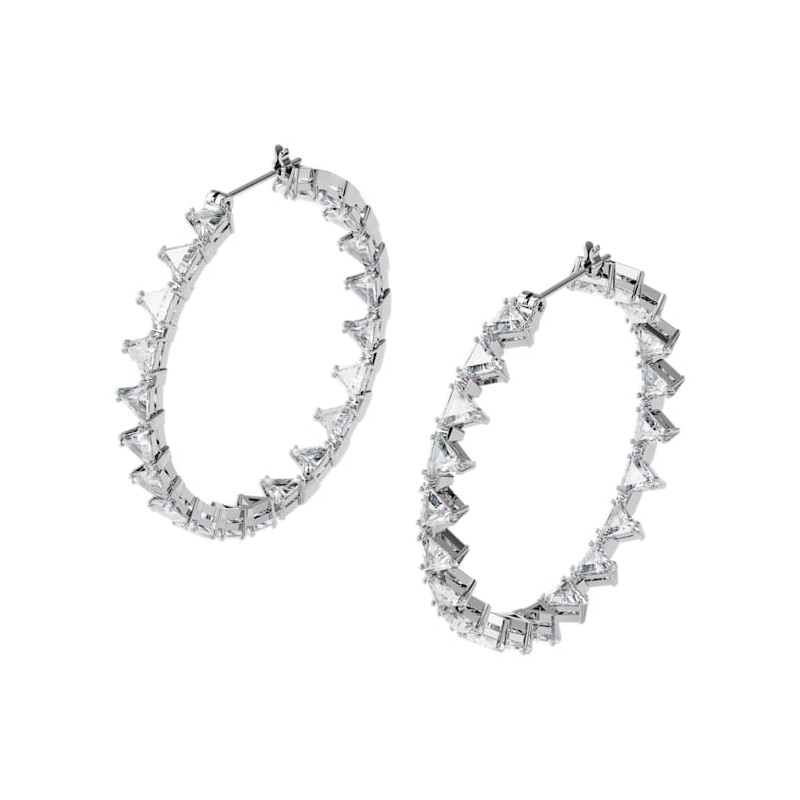 Boucles d'oreilles Créoles Swarovski Millenia, métal rhodié couleur argent