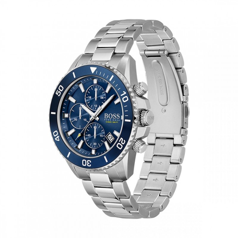 Montre Admiral homme boss acier couleur argent et noire
