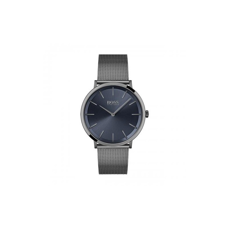 Montre homme boss acier noir bracelet milanais