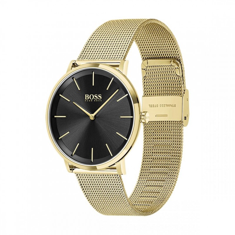 Montre homme boss acier noir bracelet milanais