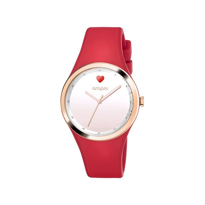 Montre AM:PM Silicone rouge et coeur