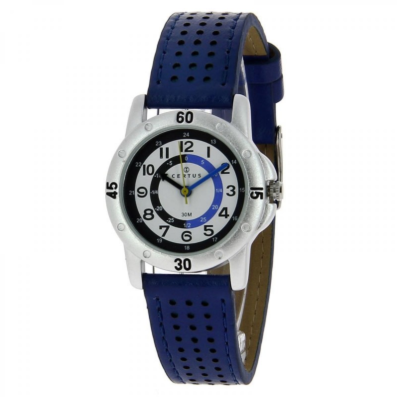 Montre Certus enfant bracelet cuir bleu
