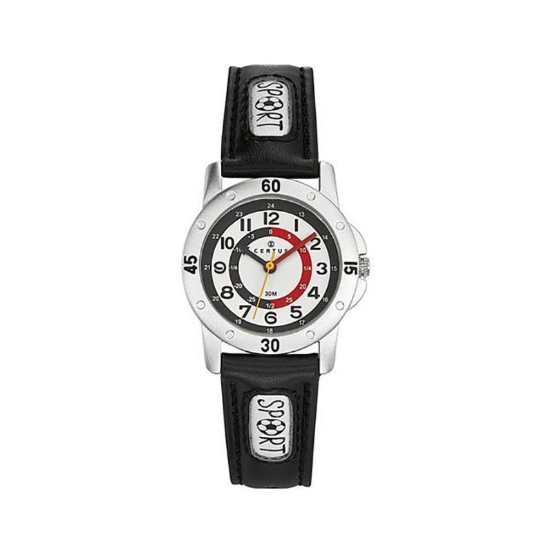 Montre Certus enfant foot bracelet cuir noir