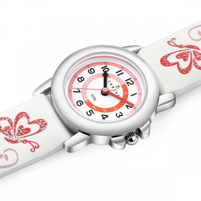 Montre Certus fille bracelet cuir blanc