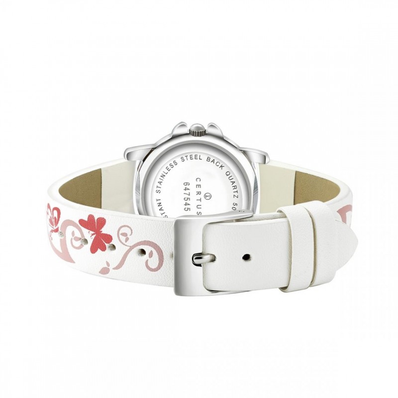Montre Certus fille bracelet cuir blanc