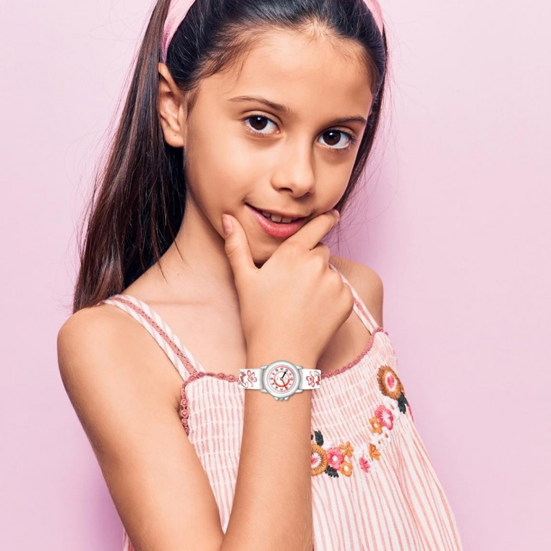 Montre Certus fille bracelet cuir blanc