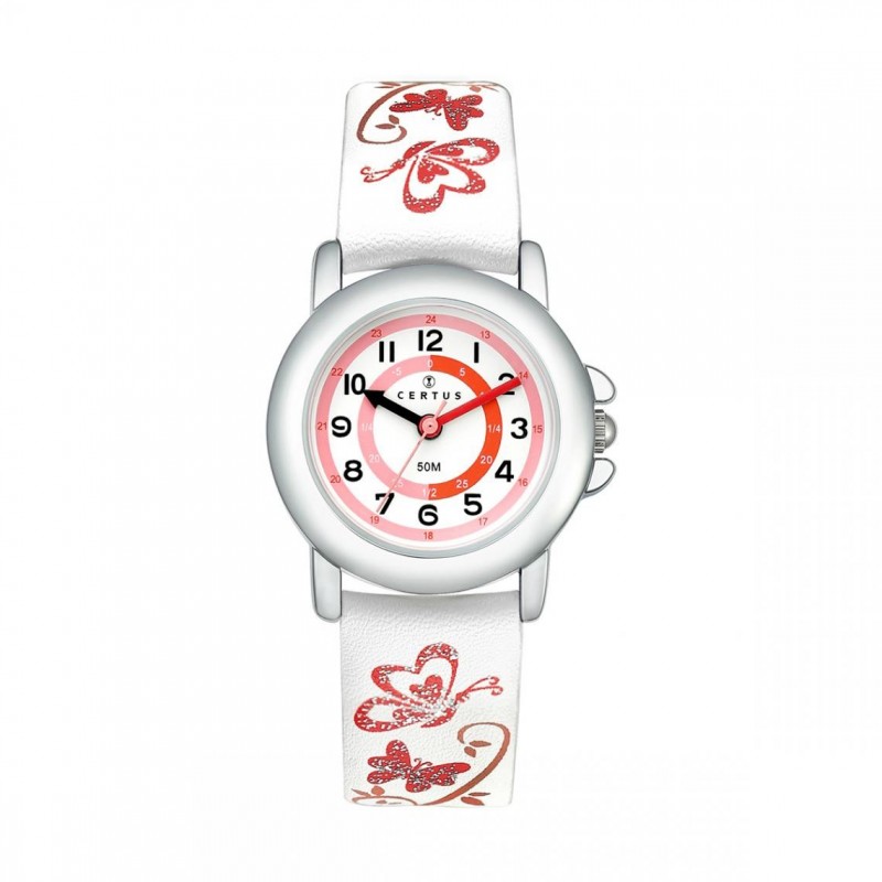 Montre Certus fille bracelet cuir blanc