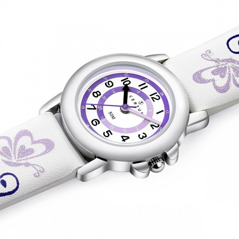 Montre Certus fille bracelet cuir blanc