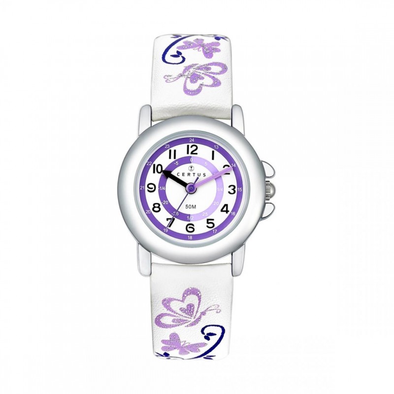 Montre Certus fille bracelet cuir blanc