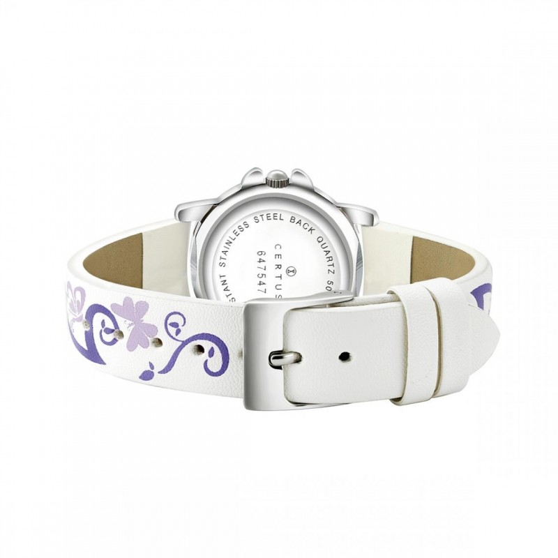 Montre Certus fille bracelet cuir blanc