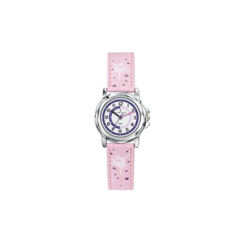 Montre Certus fille bracelet cuir rose motif ballerine