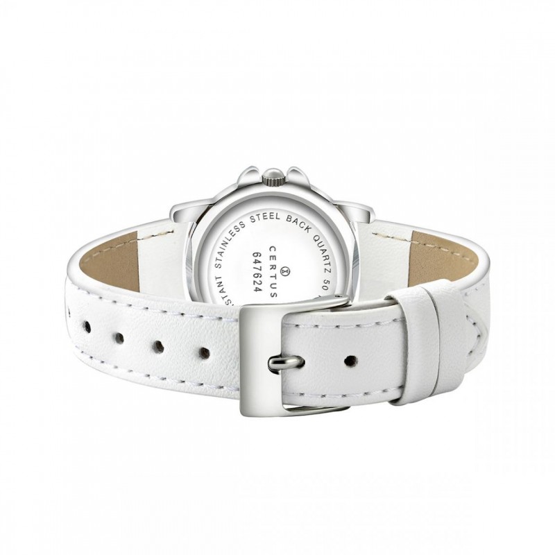 Montre Certus fille bracelet cuir blanc motif licorne