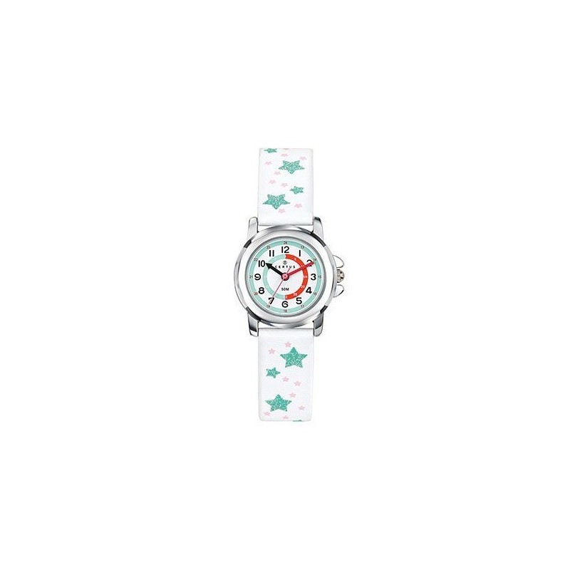 Montre Certus fille bracelet cuir blanc motif étoile