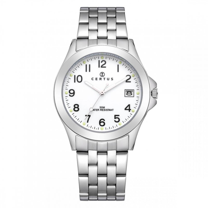 Montre homme Certus bracelet argenté cadran blanc