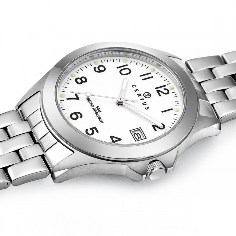 Montre homme Certus bracelet argenté cadran blanc