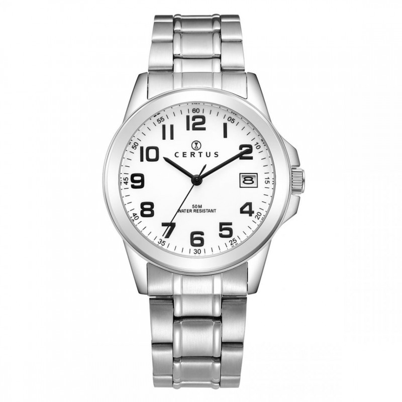 Montre homme Certus bracelet argenté cadran blanc