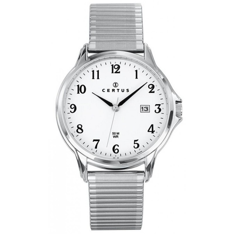 Montre homme Certus bracelet argenté cadran blanc